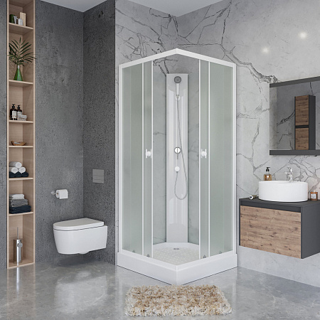 Душевая кабина Niagara Promo P90/13Q/MT/BK 90x90x195 L/R стекло матовое/профиль белый