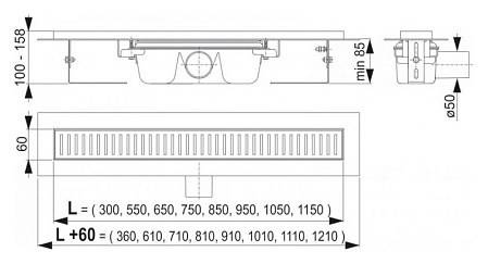 Душевой лоток AlcaPlast APZ1-650  650 с опорами