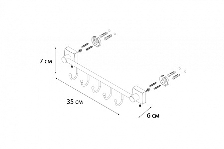 Вешалка Fixsen Kvadro FX-61305B-5 хром