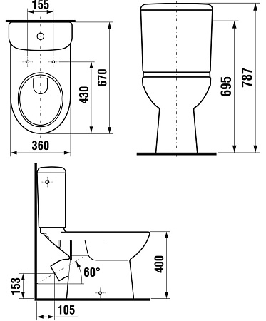 Унитаз-компакт Jika Olymp 8226140002429 косой выпуск, подвод воды нижний