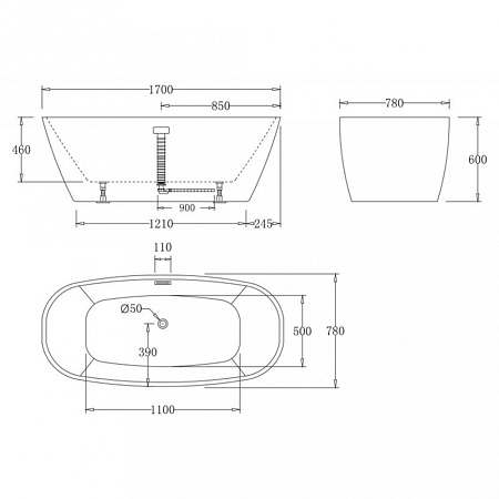 Акриловая ванна BelBagno BB72-1700-W0 170x78 белый