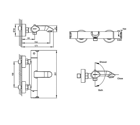 Термостат Bravat Waterfall F673114C-01A-RUS для ванны с душем