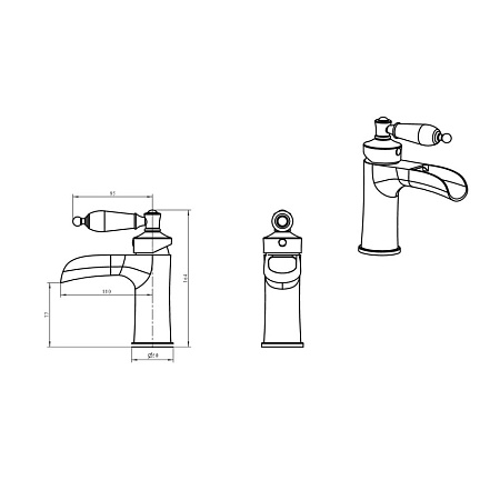 Смеситель Boheme Vogue 221-BSW для раковины, хром/черный Swarovski