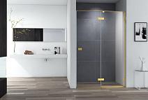 Душевая дверь Cezares Bellagio BELLAGIO-B-12-140-C-BORO прозрачный/брашированное золото