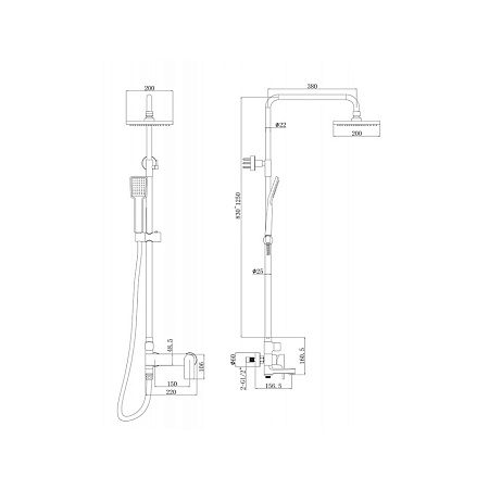 Душевая стойка Bravat Real F6333367CP-A-RUS хром