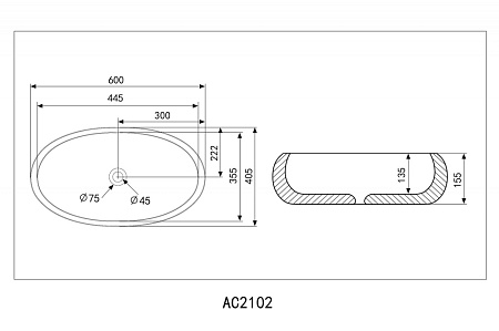 Раковина накладная ABBER Bequem AC2102MB черный матовый