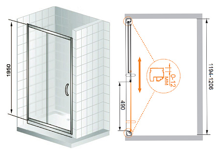 Душевая дверь в нишу Cezares Modena BF 1 120 P G L