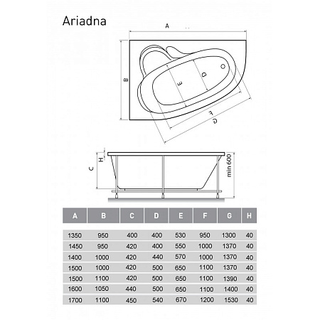 Акриловая ванна Relisan Ariadna Гл000000537 170x110 L