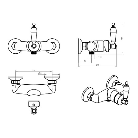 Смеситель Boheme Vogue 204-SW для душа, бронза/Swarovski