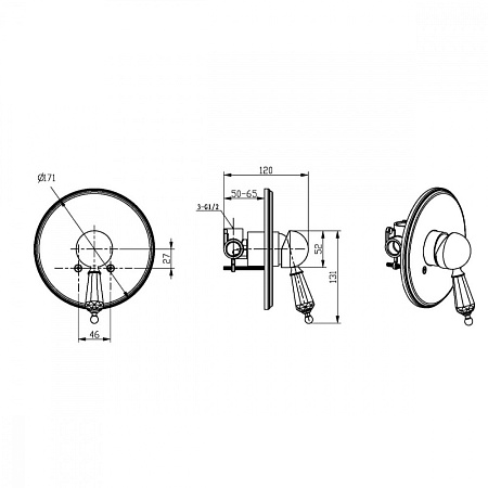 Смеситель Boheme Brillante Ripresa 345 для душа, встроенный, хром