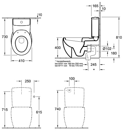 Унитаз-компакт Villeroy & Boch Aveo 661410R1 alpin