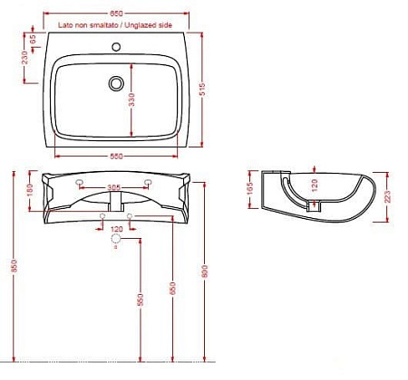 Раковина ArtCeram Hi-Line HIL004 01;00 65 белый глянцевый