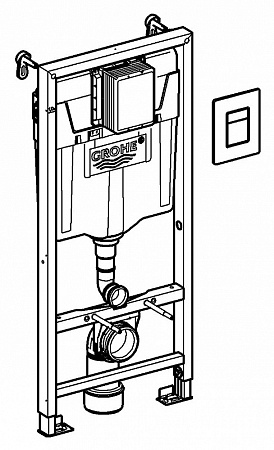 Система инсталляции для унитазов Grohe Rapid SL 38811000 3 в 1 с кнопкой смыва