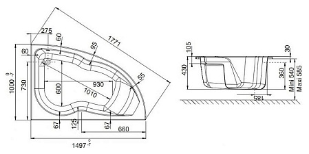 Каркас для ванны Jacob Delafon Micromega Duo 150x100