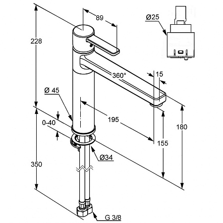 Смеситель Kludi Zenta 389738675 для кухонной мойки, черный матовый