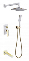Душевой комплект Boheme Venturo 384-W-2 для ванны с душем, белый/золото
