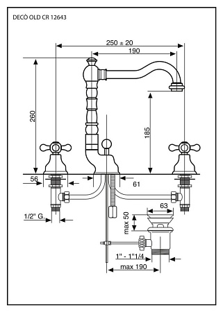 Смеситель Emmevi Deco Old 12643BR для раковины, бронза