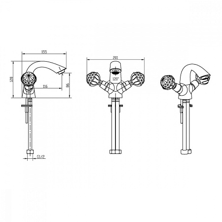 Смеситель Boheme Brillante Presente 351 для раковины, хром