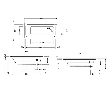Акриловая ванна Duravit D-Code 700100000000000 170х75 белый