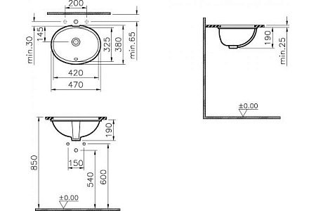 Раковина VitrA S20 6039B003-0012 47
