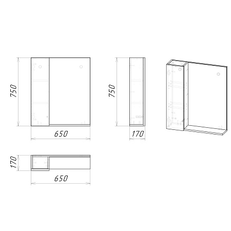 Шкаф-зеркало Grossman Альба 206501 65 велингтон/белый