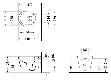 Унитаз подвесной Duravit ME by Starck 45290900A1 микролифт