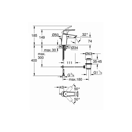 Смеситель Grohe Eurosmart 23965003 для раковины