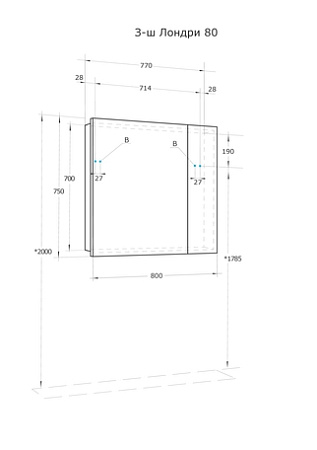 Шкаф-зеркало Aquaton Лондри 1A267202LH010 80