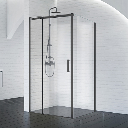 Душевой уголок BelBagno Acqua ACQUA-AH-1-140/90-C-NERO 140х90 прозрачное стекло