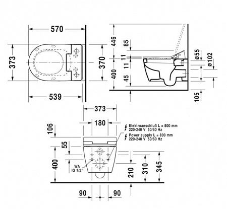 Крышка-биде для унитаза Duravit 611000002000300 SensoWash Slim