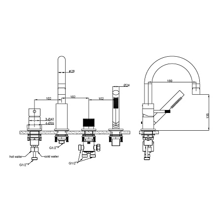 Смеситель Boheme Uno 460-MW для ванны, белый матовый