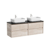 Тумба с раковиной и столешницей Sancos Marmi 2.0 140 MR2.070EG+TT140A1X дуб галифакс натур/Black Sky