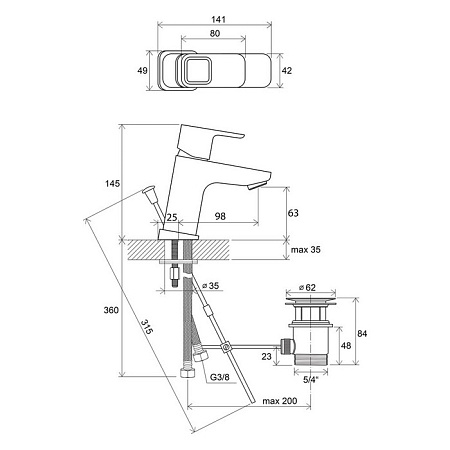 Смеситель Ravak 10° TD 011.00 X070063 для раковины