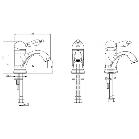 Смеситель Boheme Murano 281-MR-W для раковины, золото/Murano White