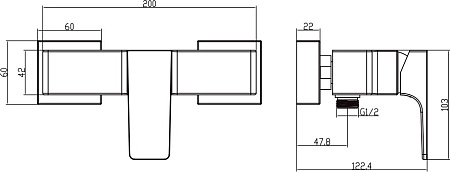 Смеситель Villeroy & Boch Architectura Square TVS12500100061 для душа, хром