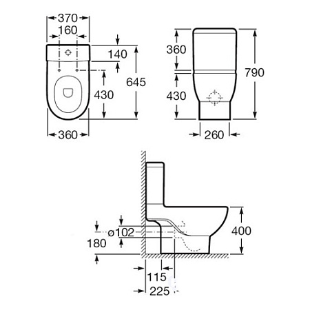 Чаша для унитаза-компакта Roca Meridian-N 342245000