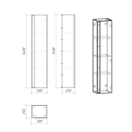 Шкаф-пенал Grossman Юнит 208015 30 кадена лайт