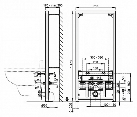 Система инсталляции для биде AlcaPlast A105/1200