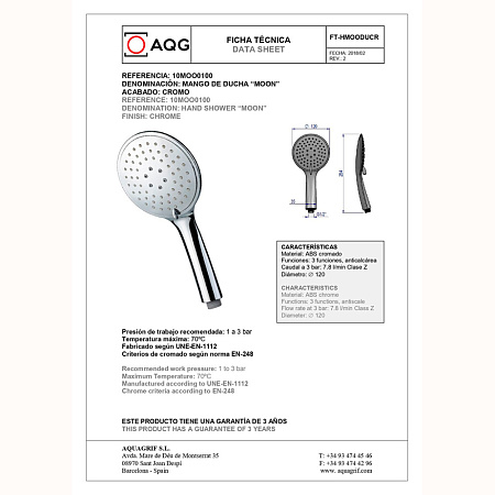 Душевая лейка AQG Wind Blu RD 10MOO0100 хром