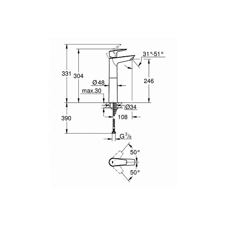 Смеситель Grohe BauEdge 23761001 для раковины