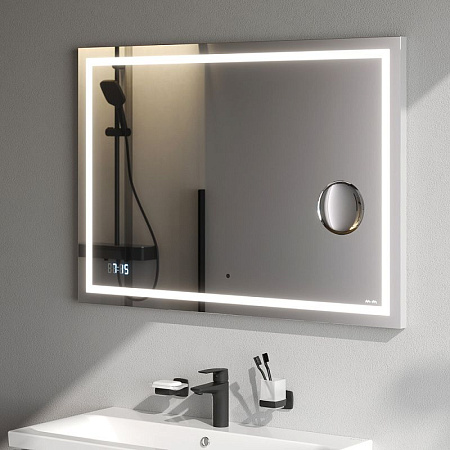 Зеркало Am.Pm Gem M91AMOX1003WG 100 с LED-подсветкой, часами и косметическим зеркалом