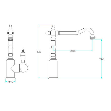 Смеситель Boheme Medici Ripresa 101 для кухонной мойки, бронза