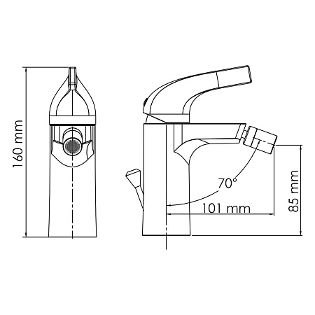 Смеситель WasserKRAFT Sauer 7106 для биде, глянцевое золото