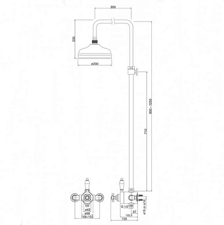 Смеситель-термостат Cezares Vintage VINTAGE-D-T-02-Sw  для душа