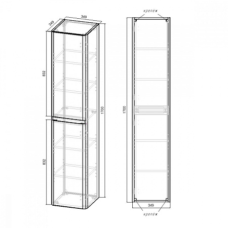 Шкаф-пенал Vincea Vico VSC-2V R.Wood