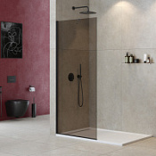 Душевая перегородка Cezares Liberta LIBERTA-L-1-TB-100-BR-NERO тонированное/черный матовый