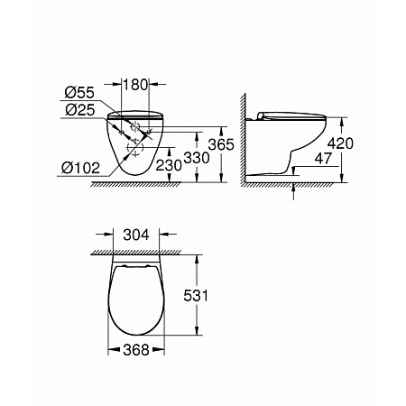 Унитаз подвесной Grohe Bau Ceramic 39351000 с сиденьем микролифт
