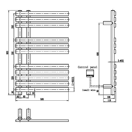 Полотенцесушитель электрический Boheme Venturo 723-BR 80х50 см, сухой, бронза