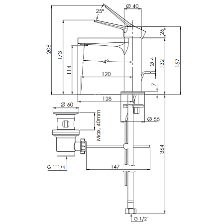 Смеситель Remer Slash SL10 для раковины, хром