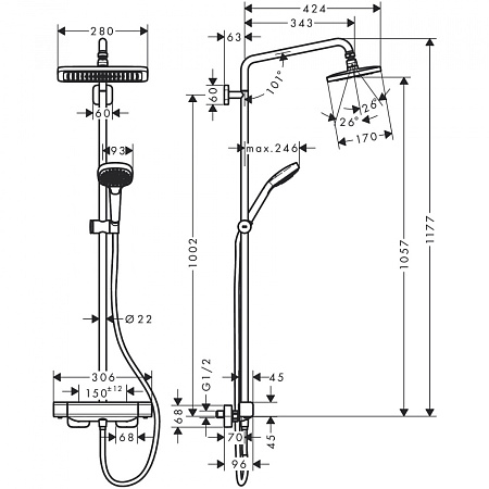 Душевая стойка Hansgrohe Croma E 27630000 хром